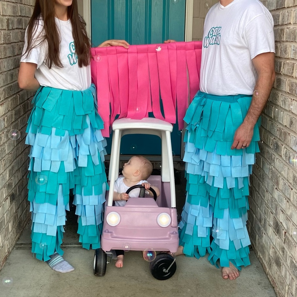 Fringed Layered Ruffle Pants - Teal & Light Blue